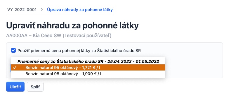 Obsah výberu priemerných cien podľa štatistického úradu